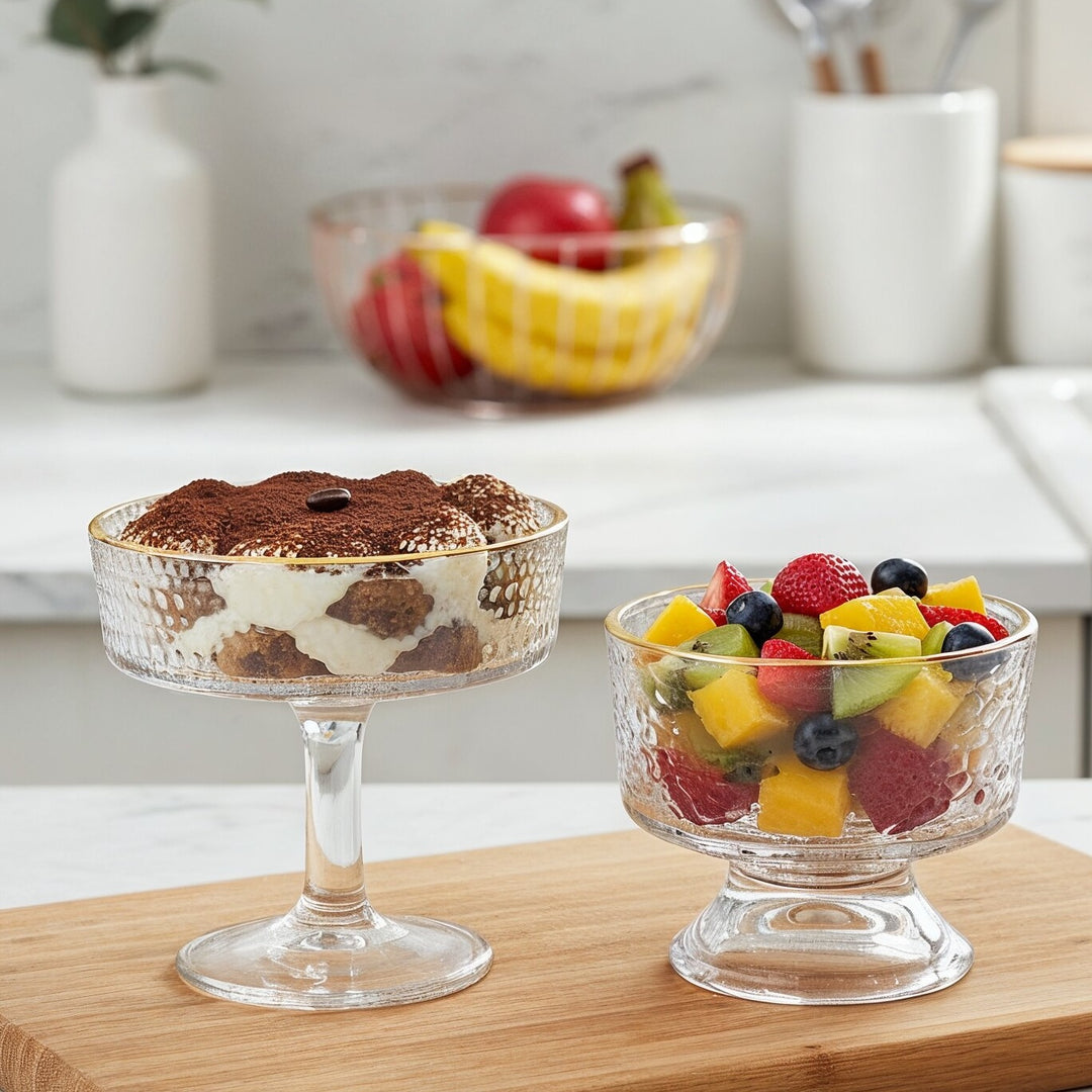 Set 6 coupelles en verre 10cm + 6 coupelles 8cm