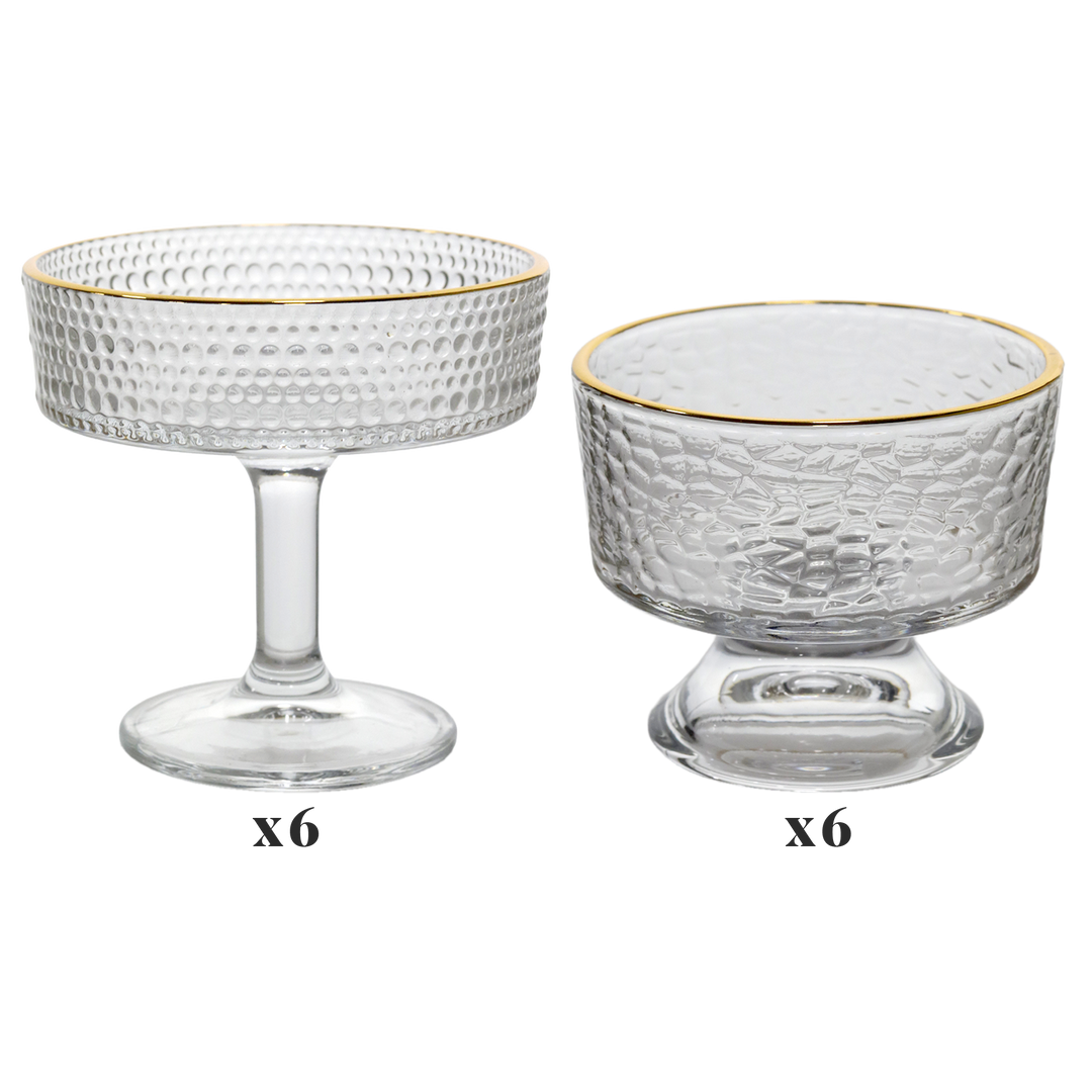 Set 6 coupelles en verre 10cm + 6 coupelles 8cm