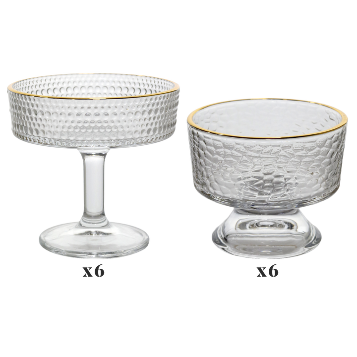 Set 6 coupelles en verre 10cm + 6 coupelles 8cm