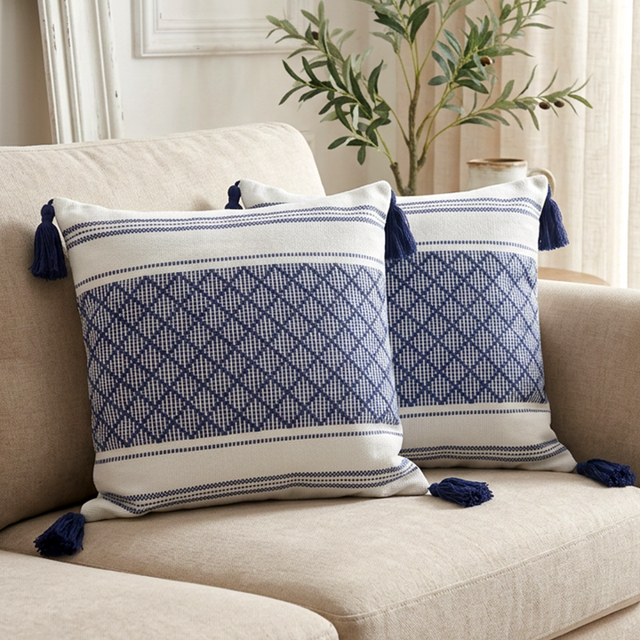 Set 2 coussins bleu 45x45cm modèle 1