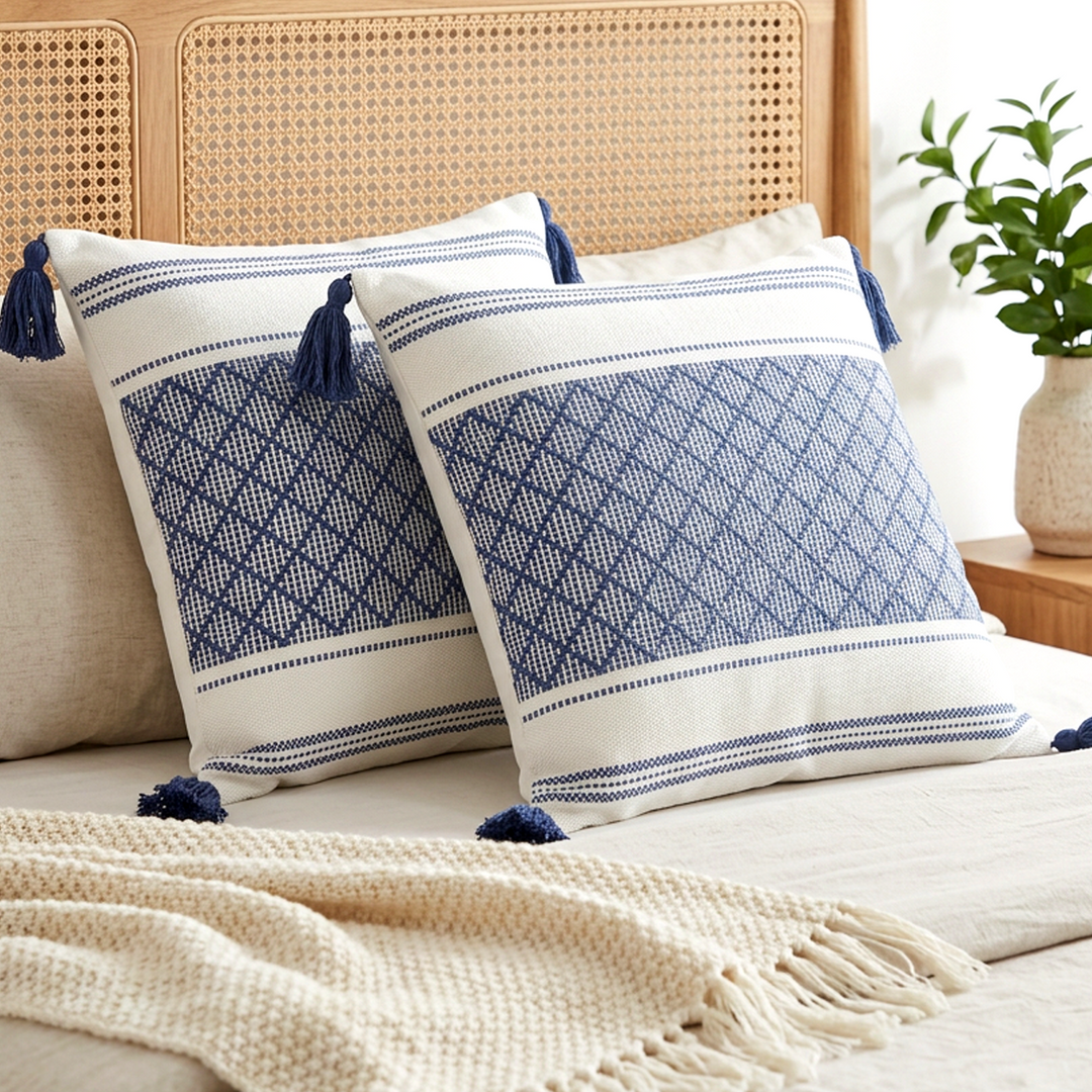 Set 2 coussins bleu 45x45cm modèle 1