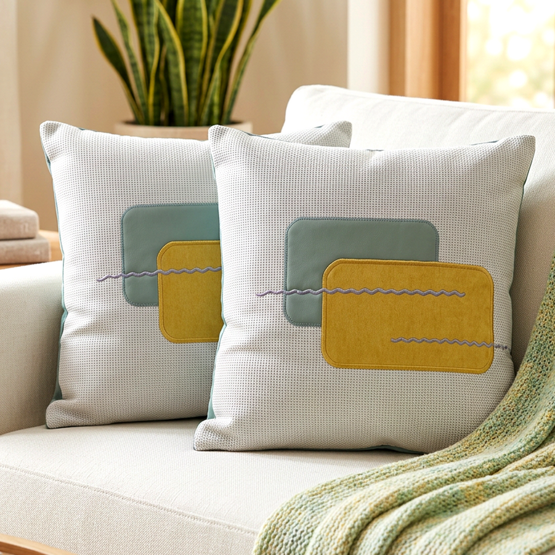 Set 2 coussins jaune 45x45cm modèle 2