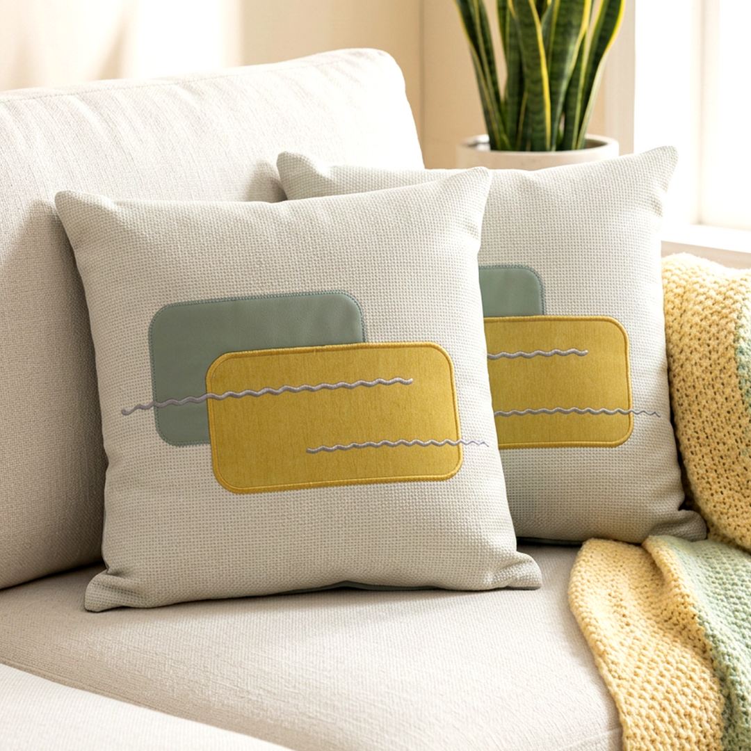 Set 2 coussins jaune 45x45cm modèle 2