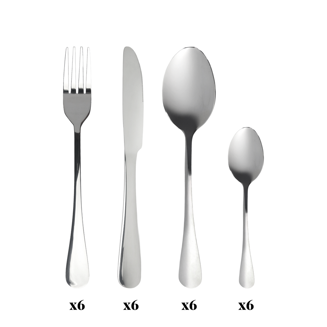 Couverts de table argentés 24pcs