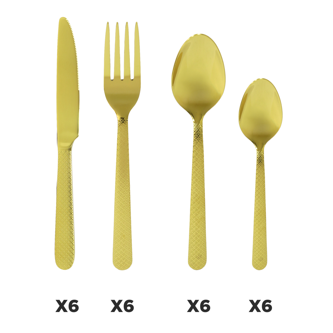 Couverts de table doré 24pcs modèle 2