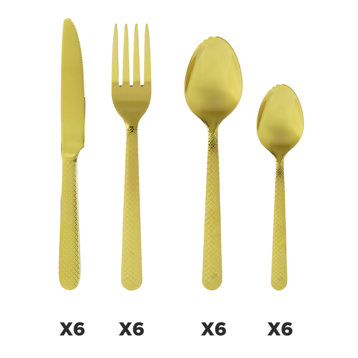 Couverts de table doré 24pcs modèle 2