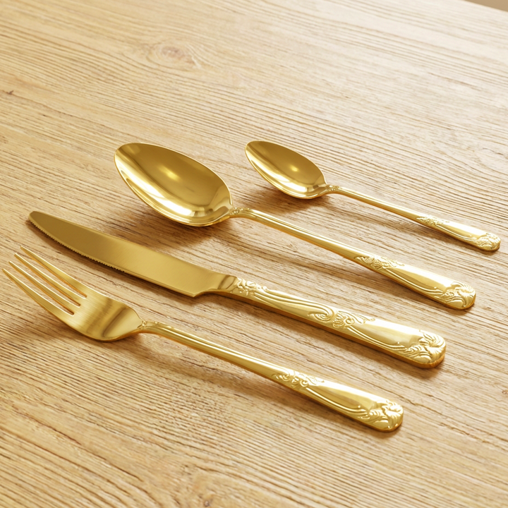 Couverts de table doré 24pcs modèle 1