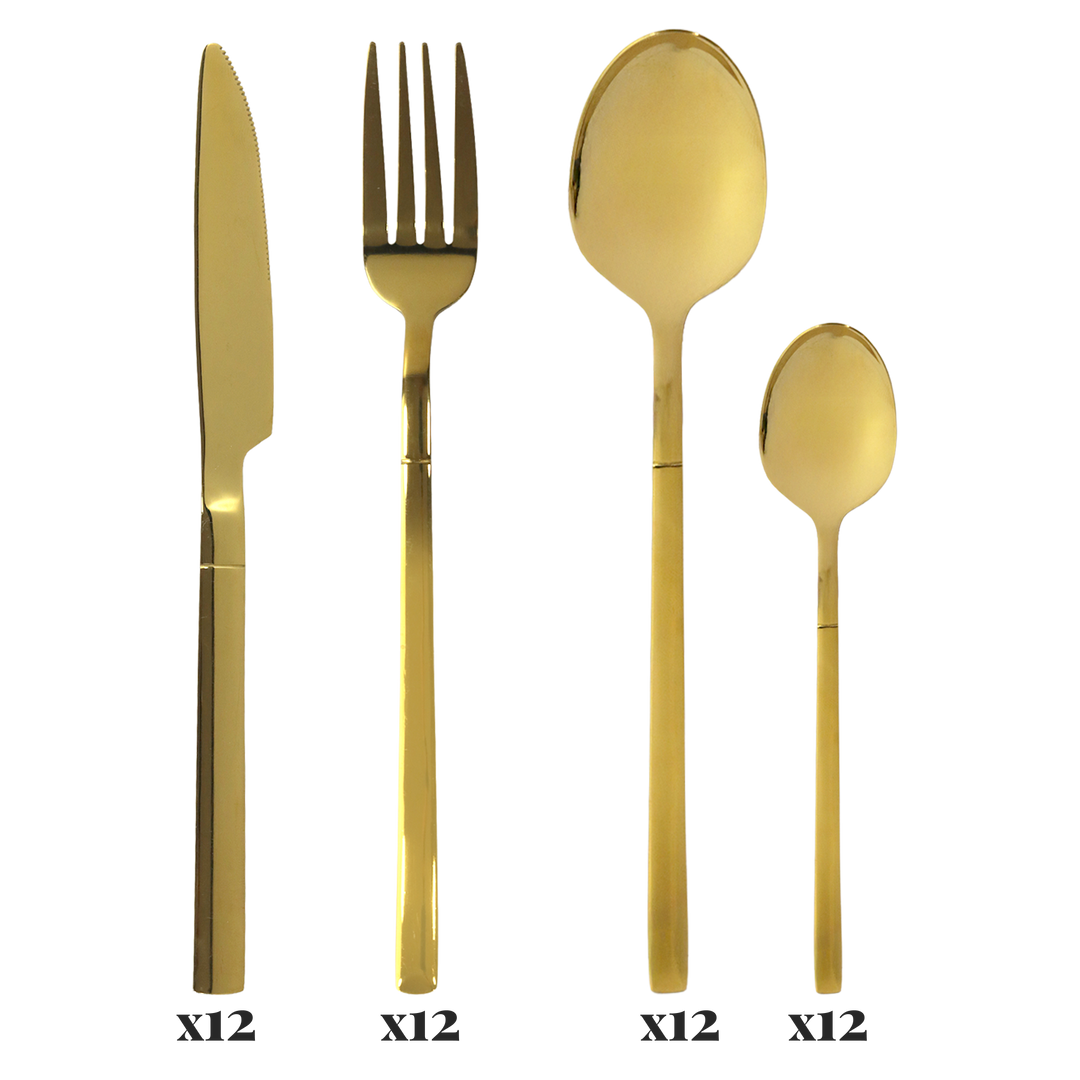 Couverts de table 48pcs dorés
