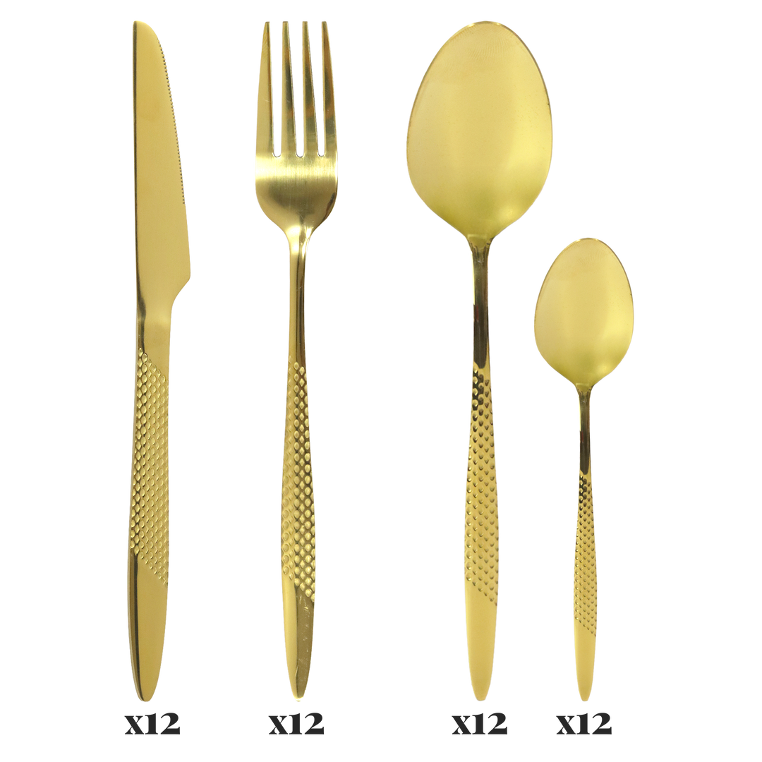 Couverts de table 48pcs dorés