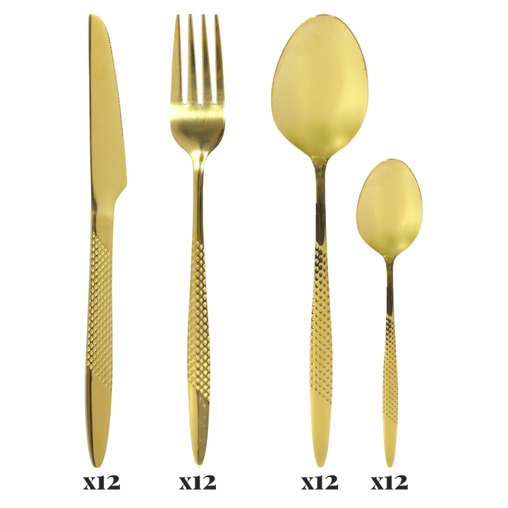 Couverts de table 48pcs dorés