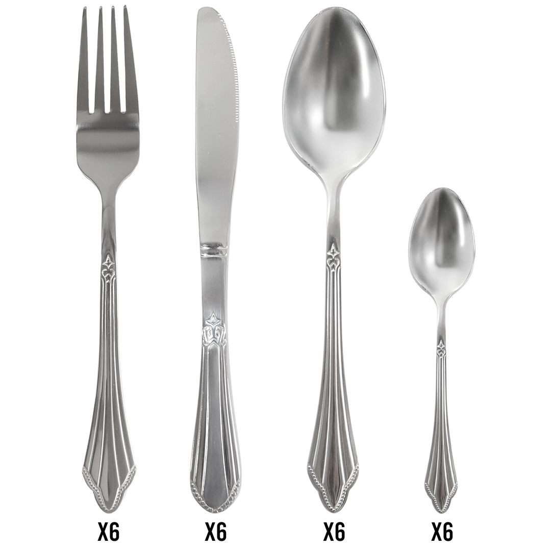 Couvert de table argenté 24pcs