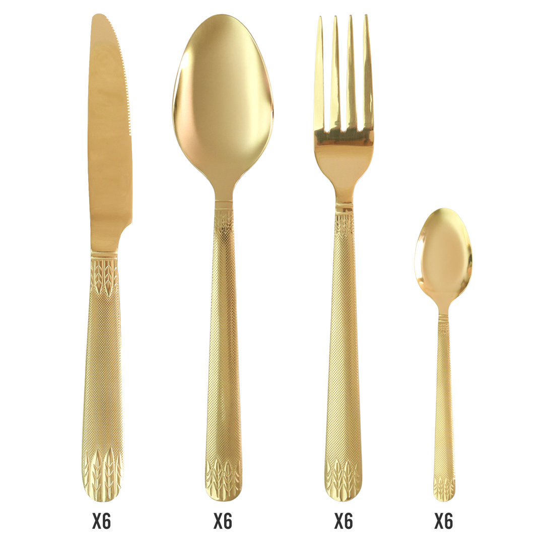 Couverts de table dorés 24pcs