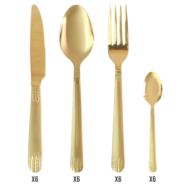 Couverts de table dorés 24pcs