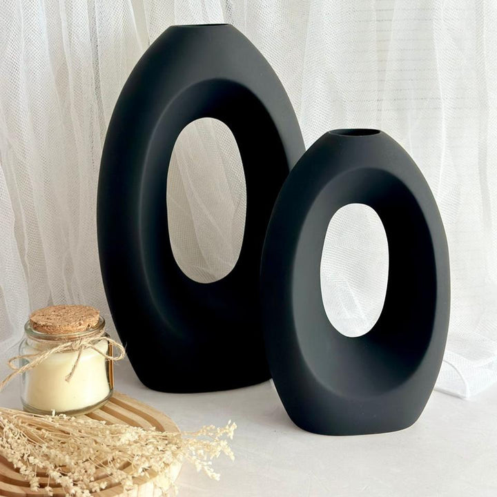 Vase en céramique noir 28x16cm