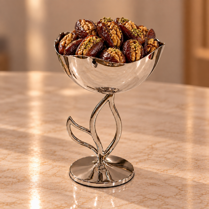 Coupelle en inox argenté avec pied 13cm