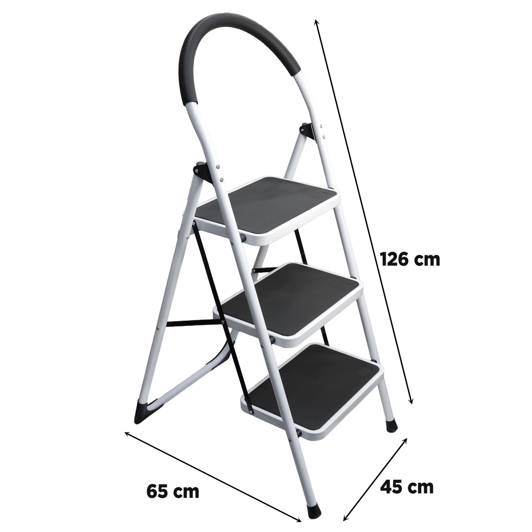 Escabeau 3 marches en métal 46x127cm