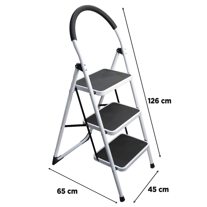 Escabeau 3 marches en métal 46x127cm