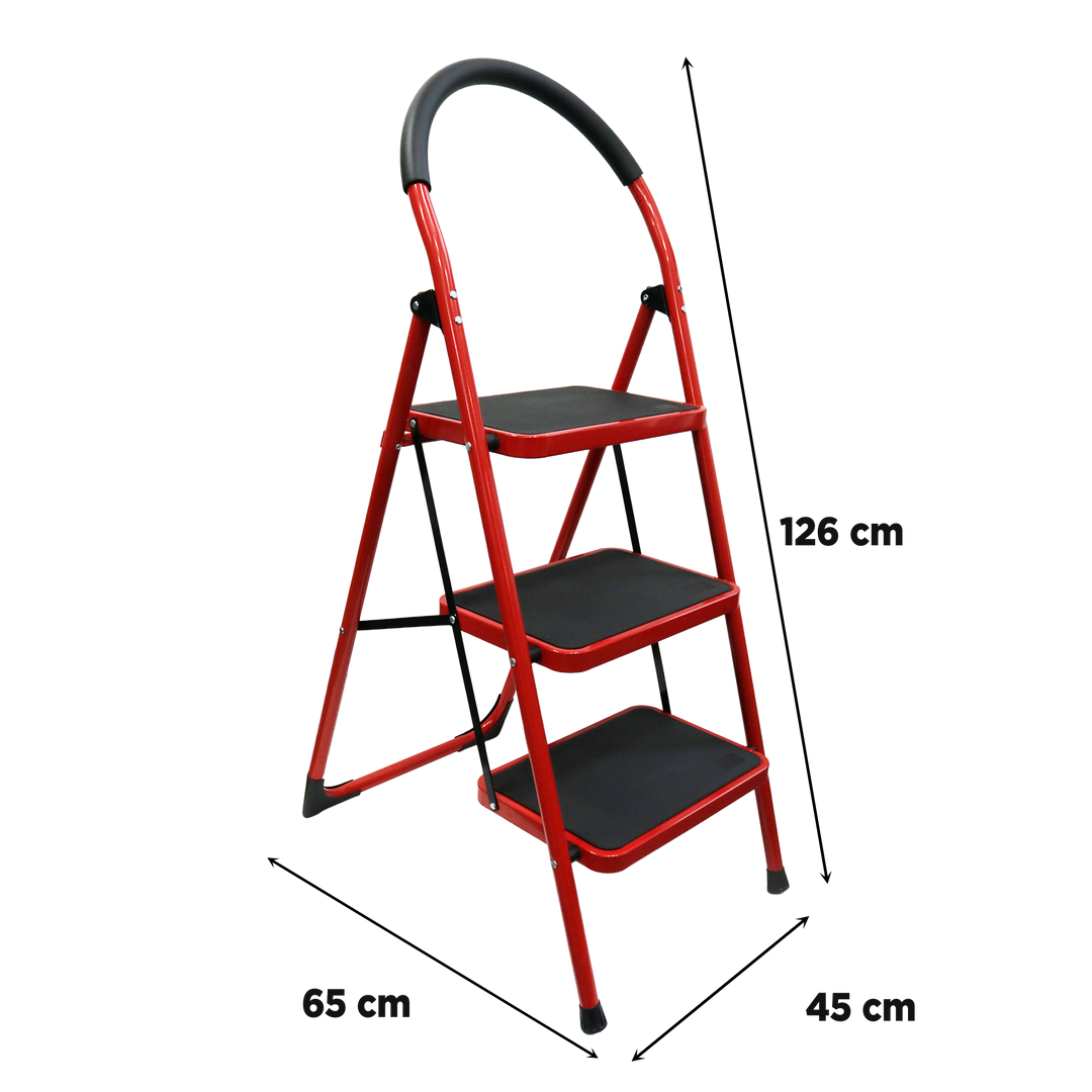 Escabeau 3 marches en métal 46x127cm