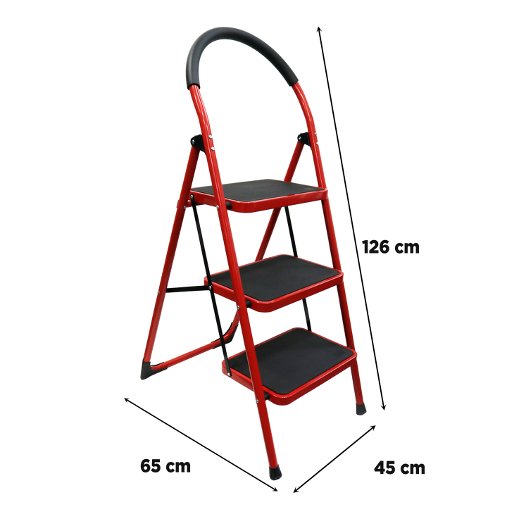 Escabeau 3 marches en métal 46x127cm