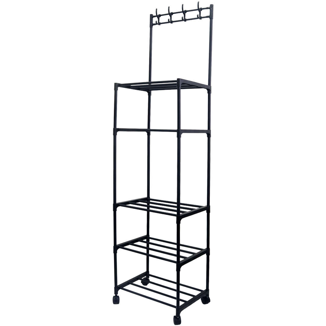 Etagère noir 4 niveaux en plastique 152x41x30cm