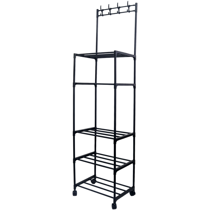 Etagère noir 4 niveaux en plastique 152x41x30cm