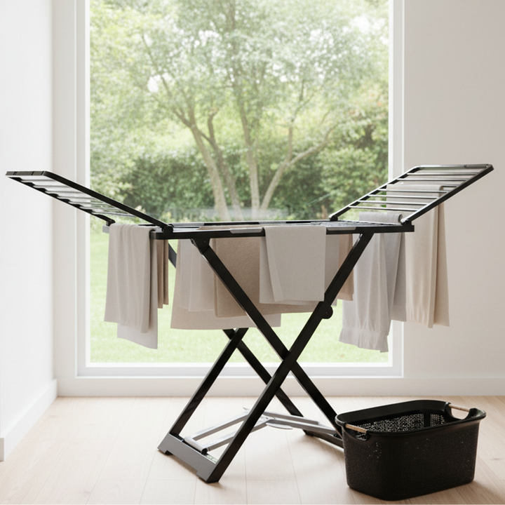 Etendoir en plastique + panier à linge 30L