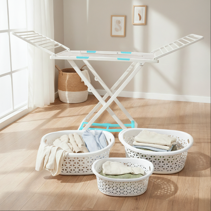 Etendoir en plastique + 3 paniers à linge 44cm + 52cm + 60cm