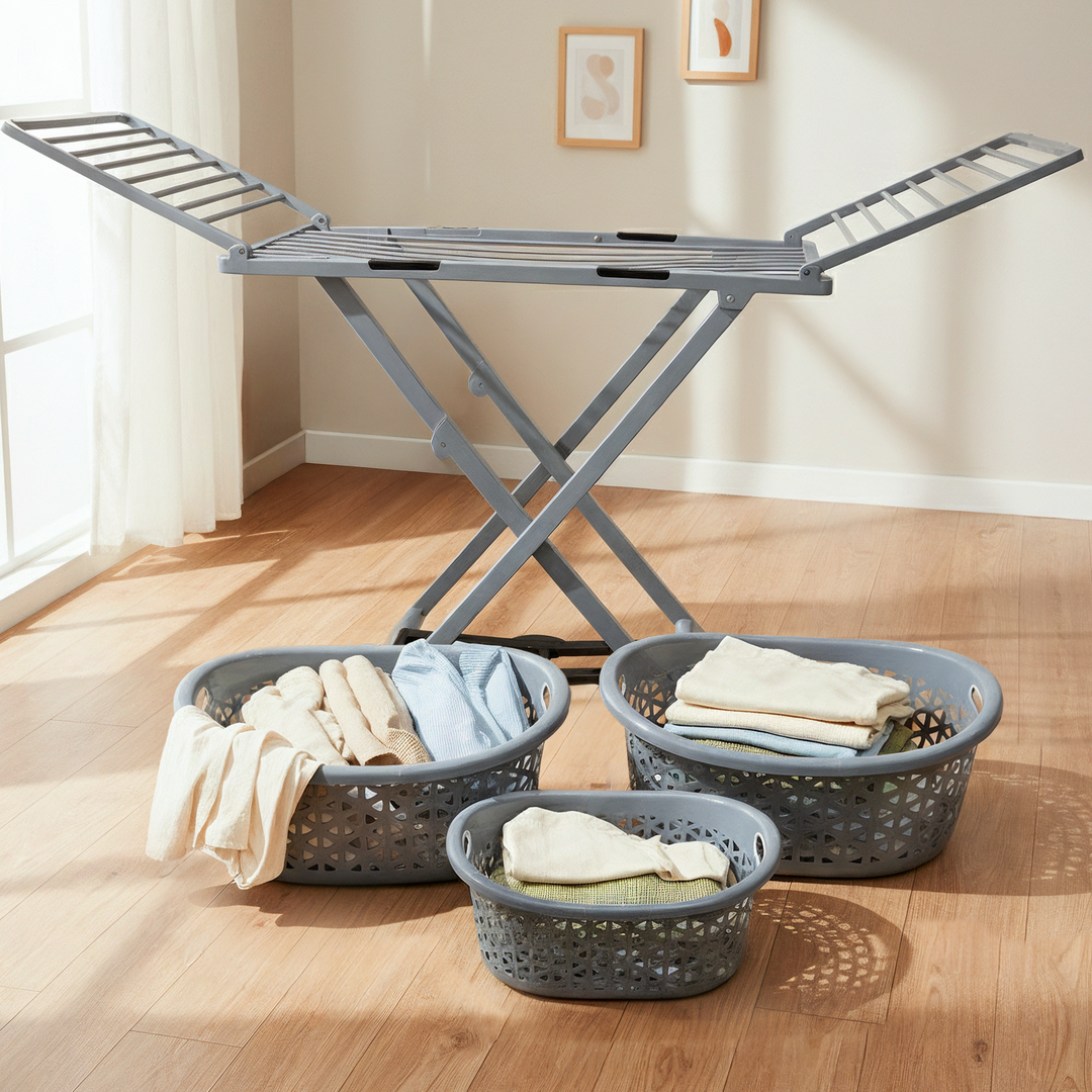 Etendoir en plastique + 3 paniers à linge 44cm + 52cm + 60cm