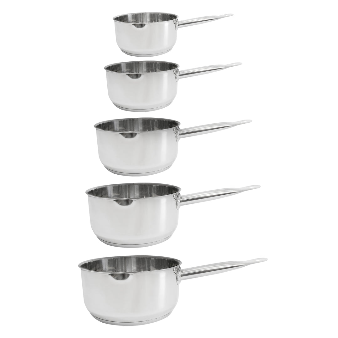Set 5 casseroles en inox 13cm + 15cm + 17cm + 19cm + 21cm