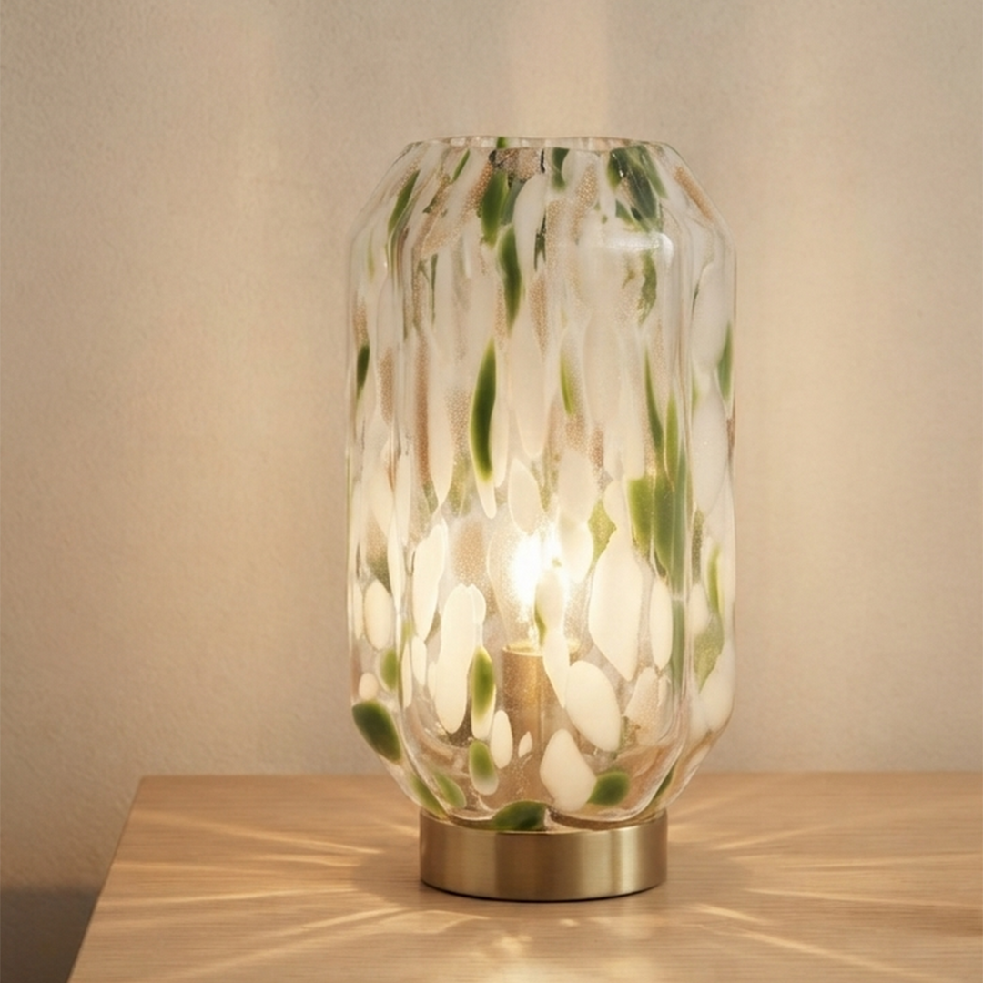 Set 2 Lampes Décoratives en Verre Vert 27cm