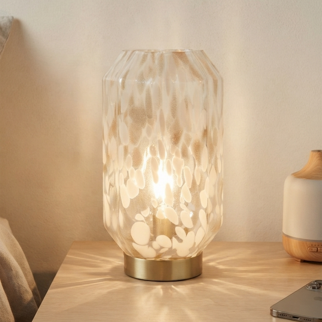 Set 2 Lampes Décoratives en Verre Doré/Blanc 27cm