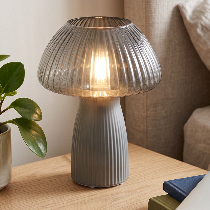 Lampe Grise Décoratives en Verre 26cm USB