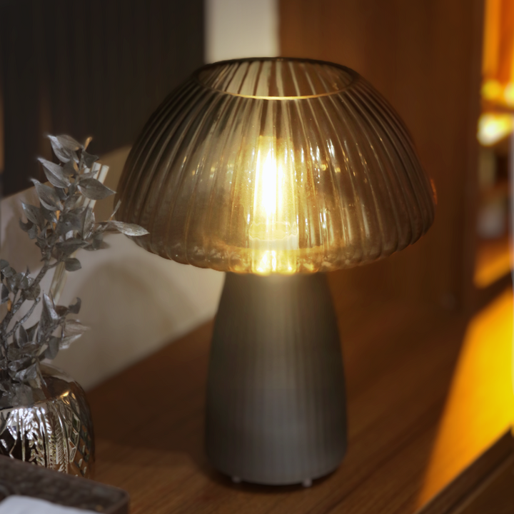 Lampe Grise Décoratives en Verre 26cm USB