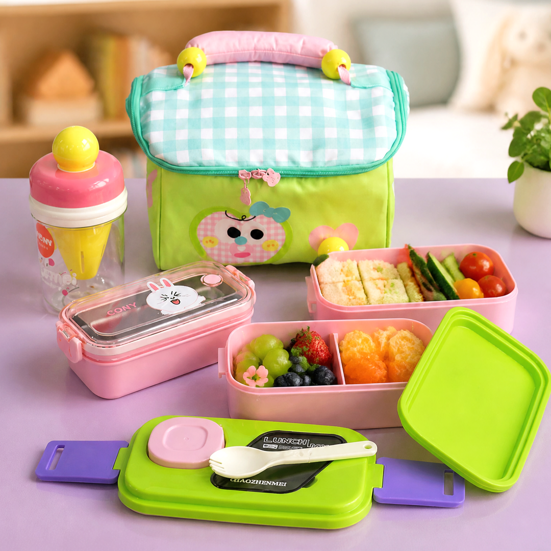 Set Lunch Box Pink Bunny
