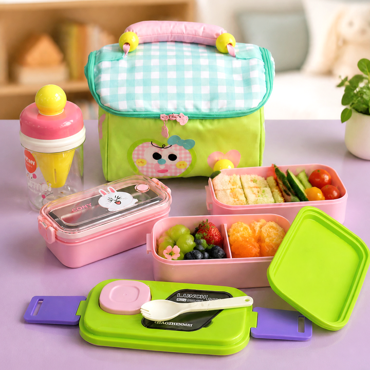 Set Lunch Box Pink Bunny