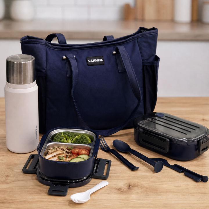 Set Lunch box bleu marine