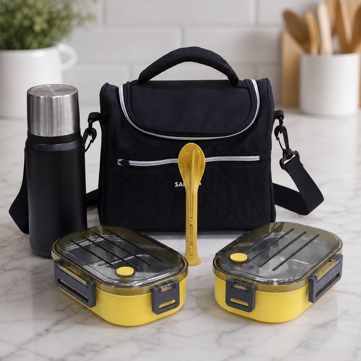 Set Lunch box noir et jaune