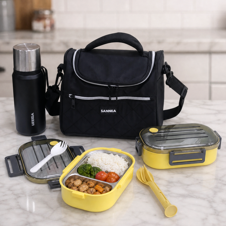 Set Lunch box noir et jaune