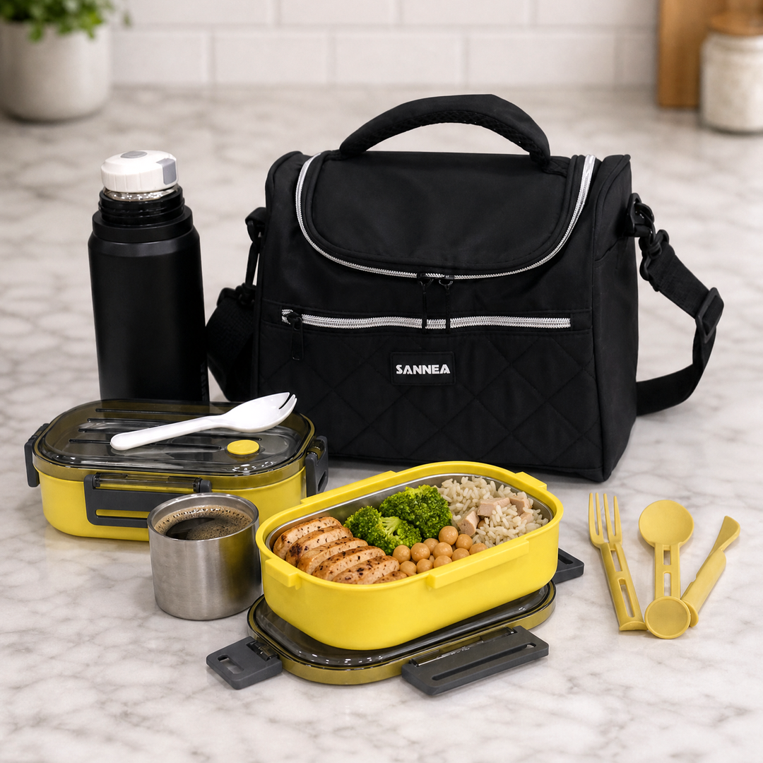 Set Lunch box noir et jaune