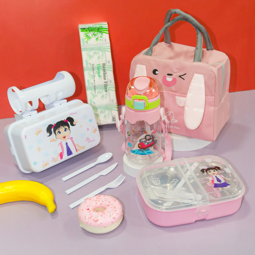 Set sac isotherme + lunch box en inox + lunch box en plastique + gourde 580ML + 10 mouchoirs