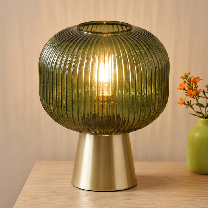 Lampe décoratif verte en verre 27cm