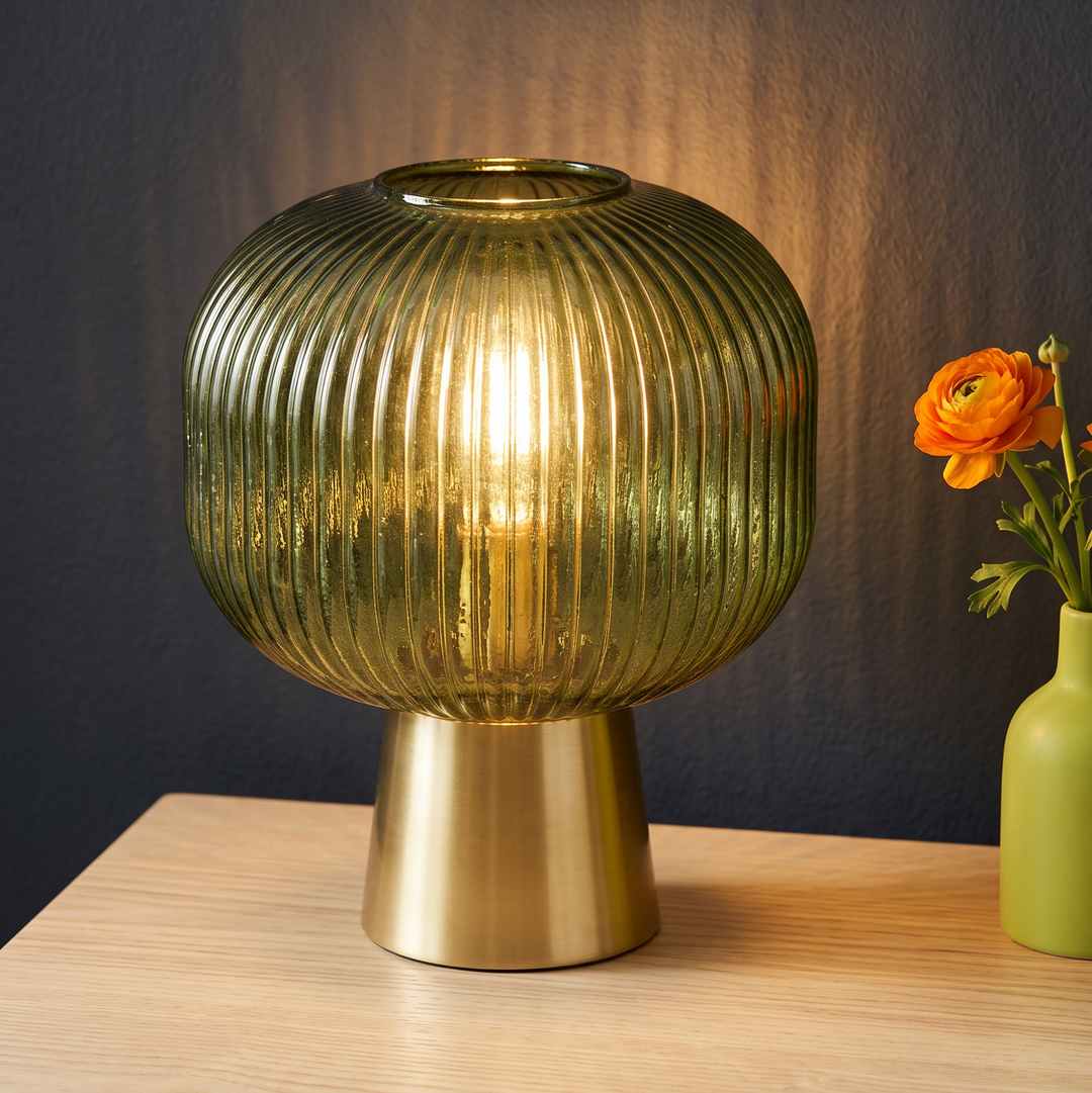 Lampe décoratif verte en verre 27cm