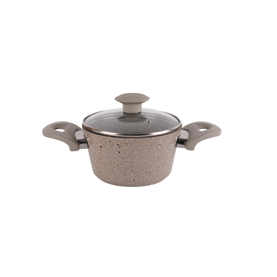 Marmite ronde beige en granite 16cm - Saga Cuisine