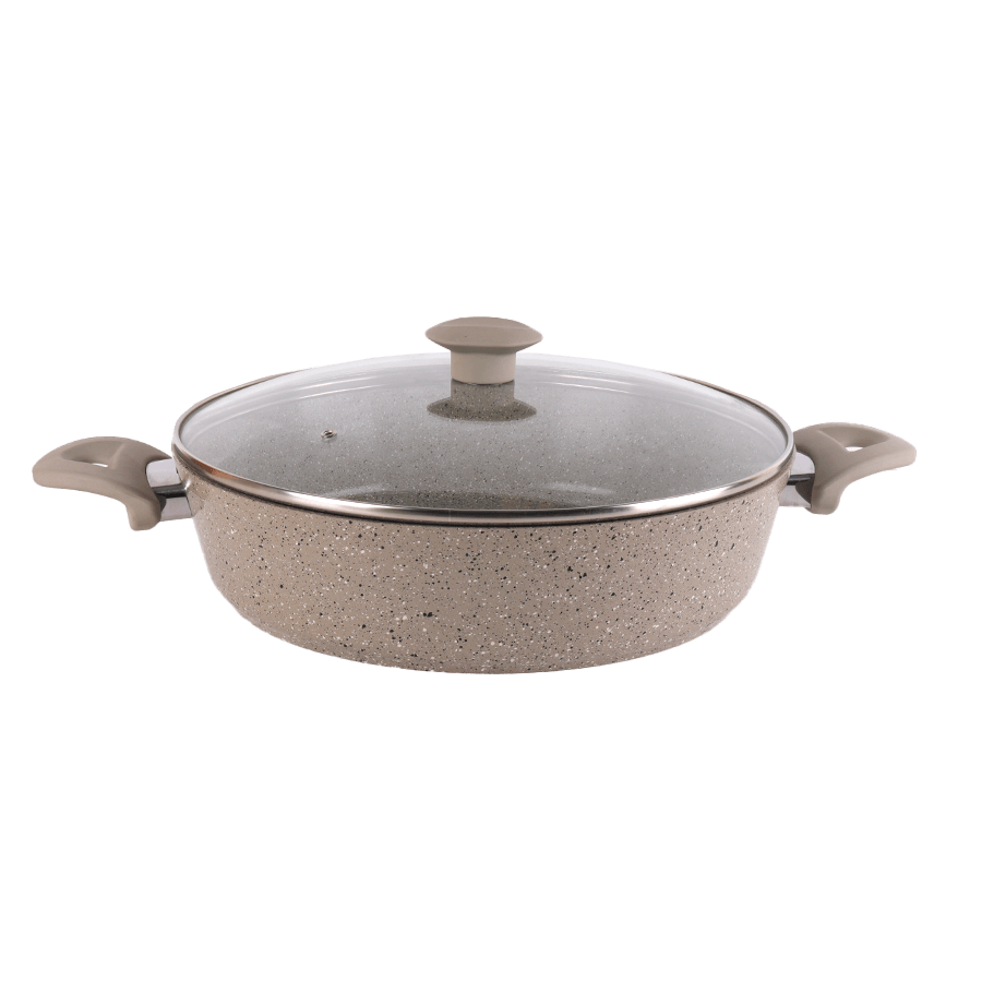 Marmite ronde en granite beige 30cm - Saga Cuisine