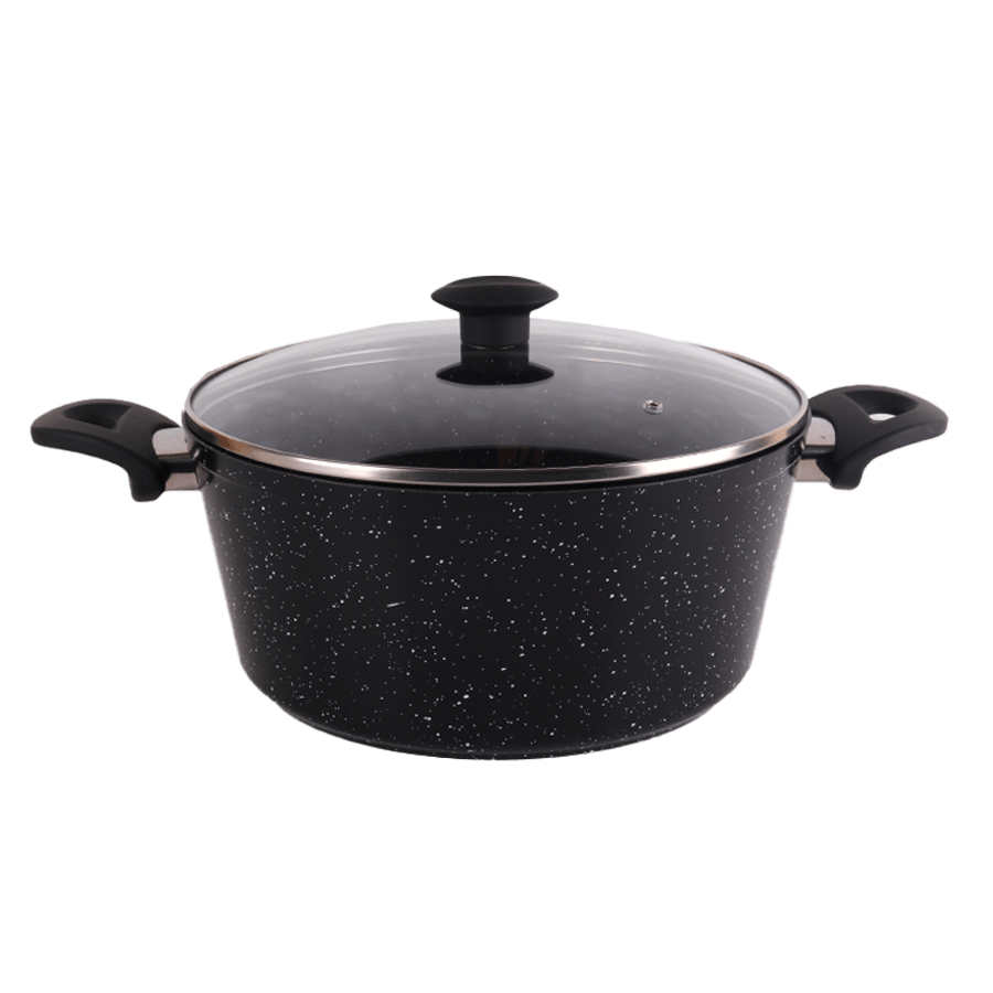 Marmite ronde en granite noir 30cm - Saga Cuisine