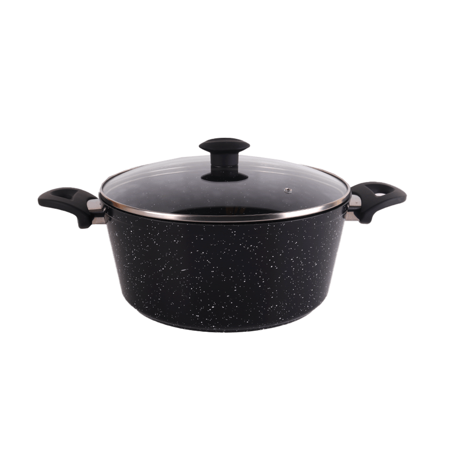 Marmite ronde noir en granite 28cm - Saga Cuisine