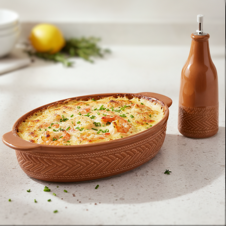 Set moule en céramique 30cm + huilière en céramique 375ML