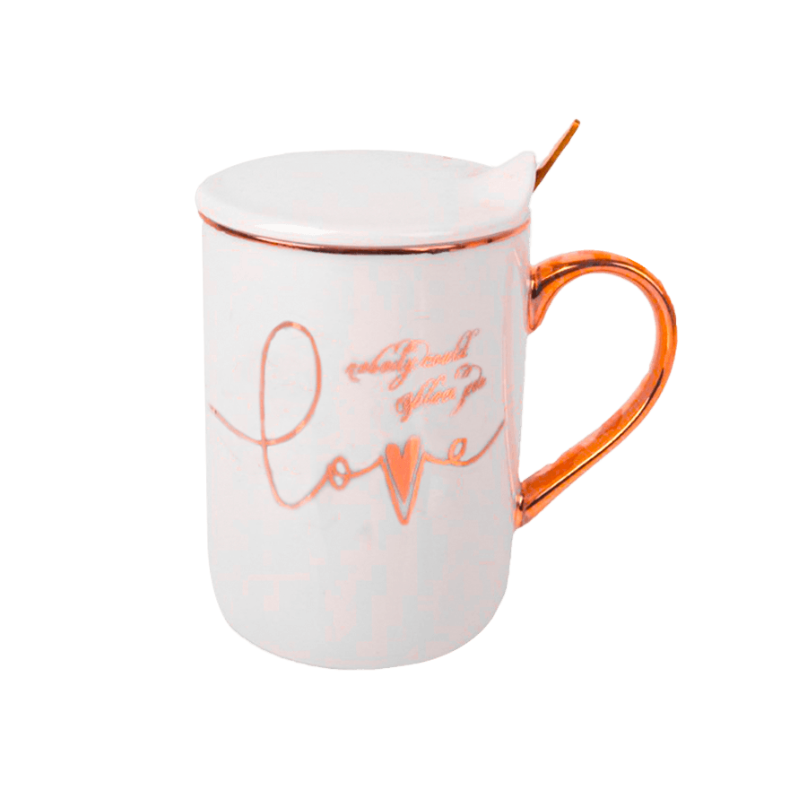 Mug avec couvercle et cuillère "Love" 400ml - Saga Cuisine