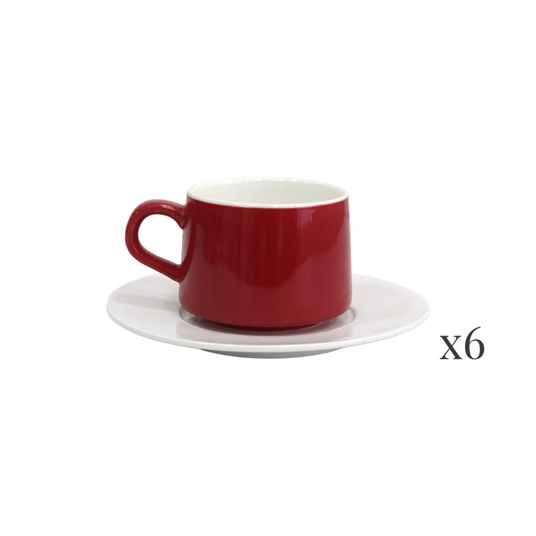 Set 6 tasses 9x5,50cm + 6 sous-tasses 15cm