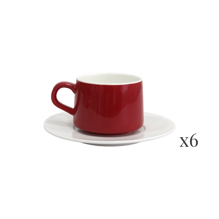 Set 6 tasses 9x5,50cm + 6 sous-tasses 15cm
